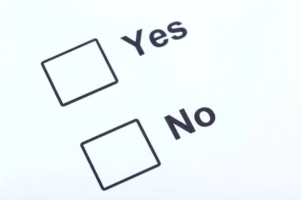 Check boxes yes and no — Stock Photo, Image