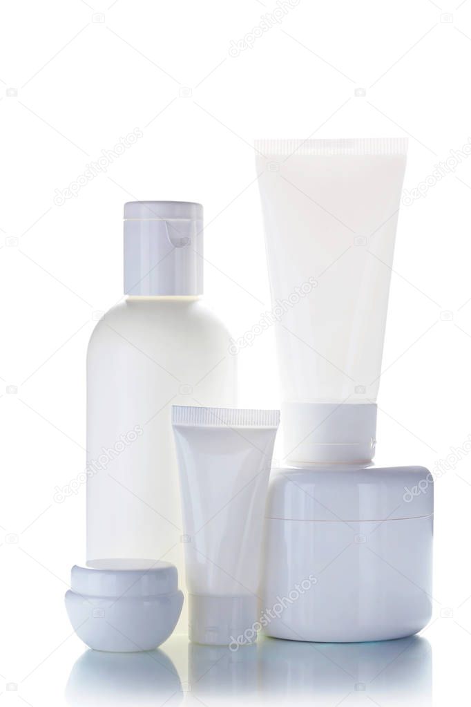 Cosmetic bottles isolated