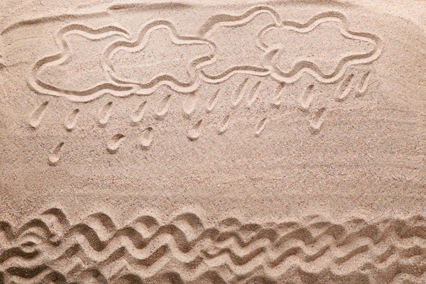 Clouds and waves on sand — Stock Photo, Image