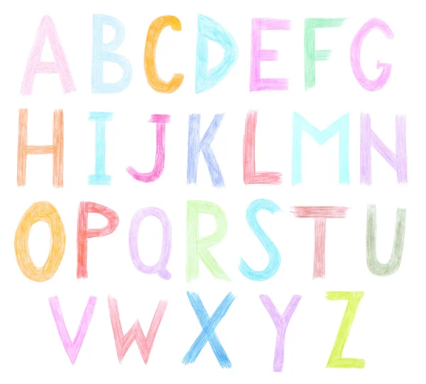 Alphabet manuscrit coloré — Photo