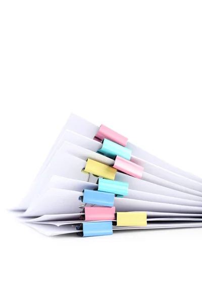 Stack of papers with paperclips — Stock Photo, Image