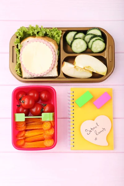 School lunch in boxes — Stock Photo, Image