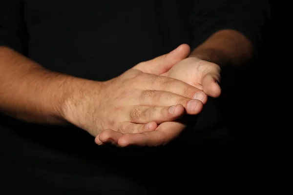 Folded male hands — Stock Photo, Image