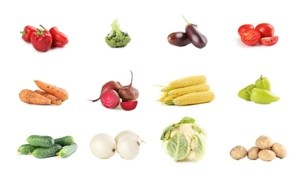 Collage av färgglada grönsaker — Stockfoto