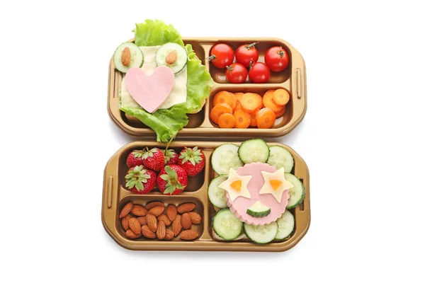 School lunch in boxes — Stock Photo, Image
