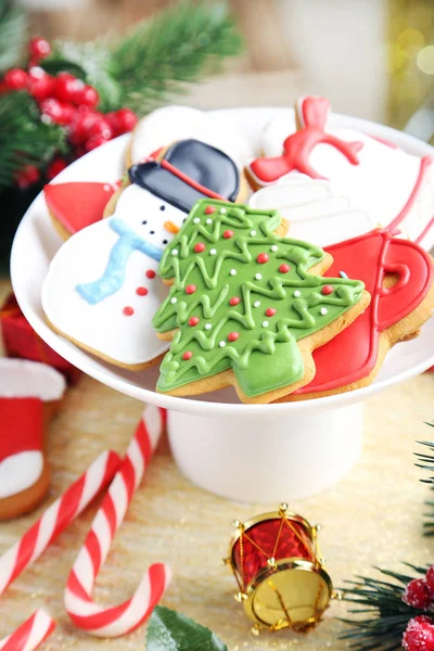 Christmas cookies on a white plate — Stock Photo, Image