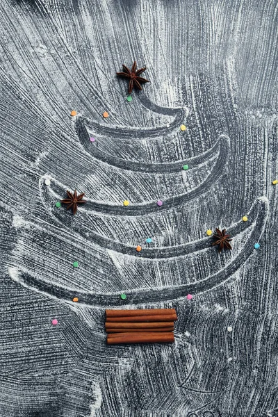 Karácsonyi fenyő fa lisztből — Stock Fotó