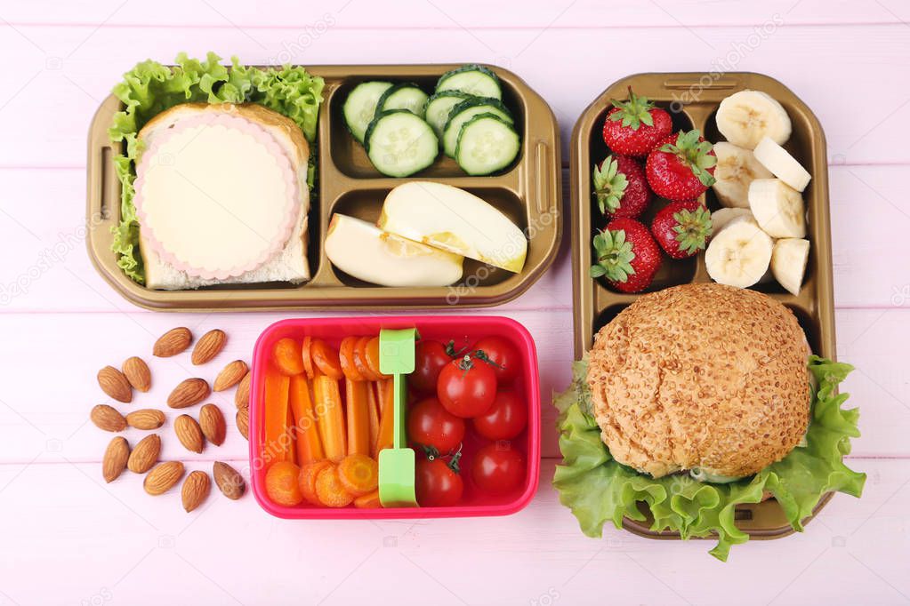 School lunch in boxes