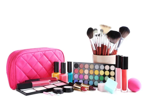 Make-up Pinsel und Kosmetik — Stockfoto