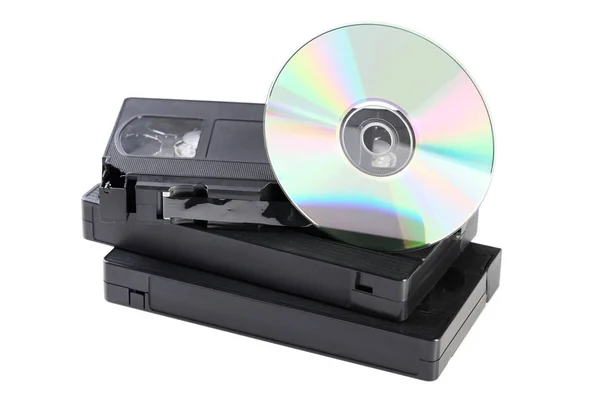 视频盒式磁带和 Cd — 图库照片