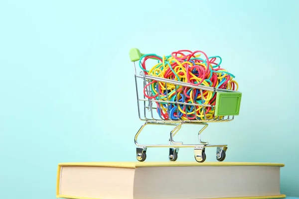 Shopping cart with rubber bands — Stock Photo, Image