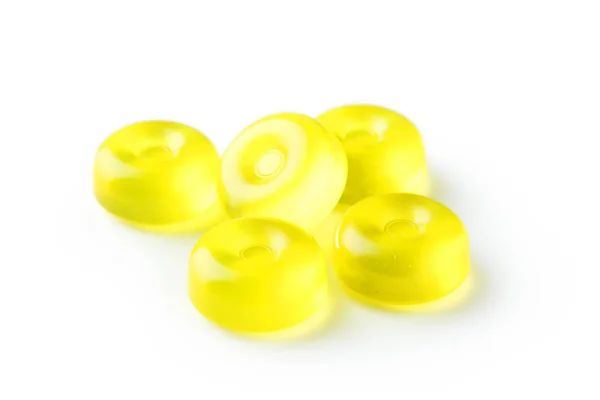 Yellow candies isolated on white — Stock Photo, Image