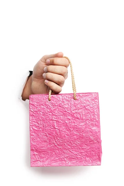 Male hand with shopping bag — Stock Photo, Image