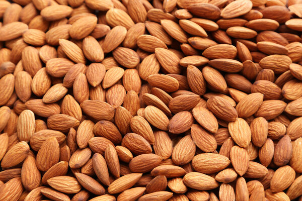 Almonds background close up