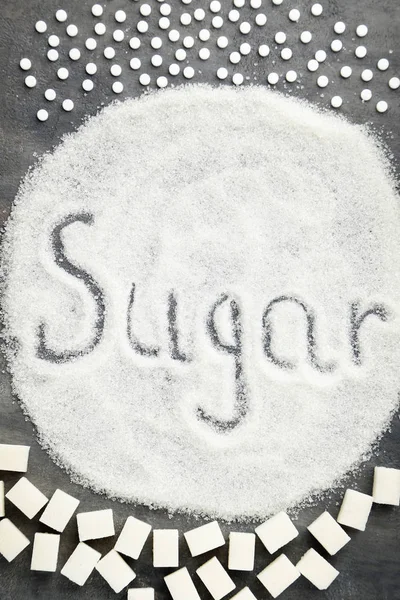 Különböző típusú felirat cukor cukor — Stock Fotó