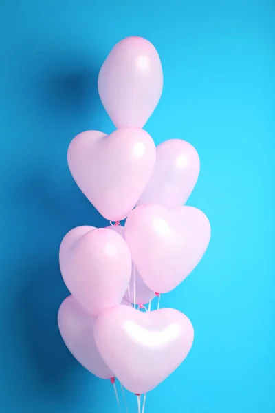 Różowy serce balony — Zdjęcie stockowe