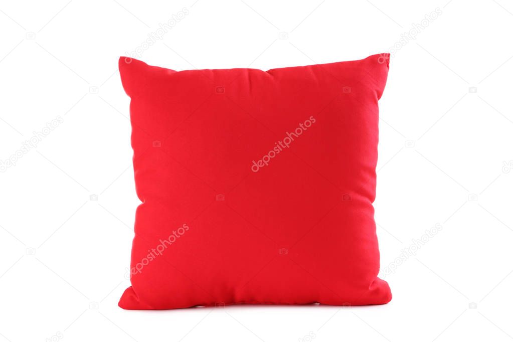 Red pillow isolated on  white background
