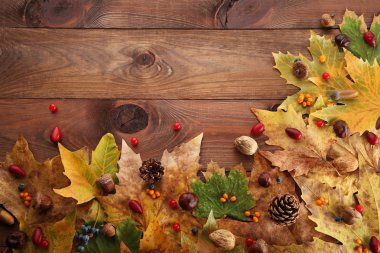 çilek ile sonbahar yaprakları  