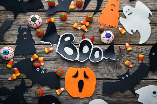 Cadılar Bayramı şeker Mısır yarasalar ve kabaklar