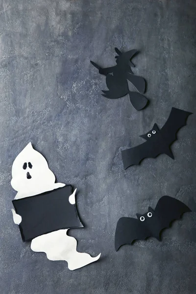 Halloween ghost, bats and witch — Stock Photo, Image