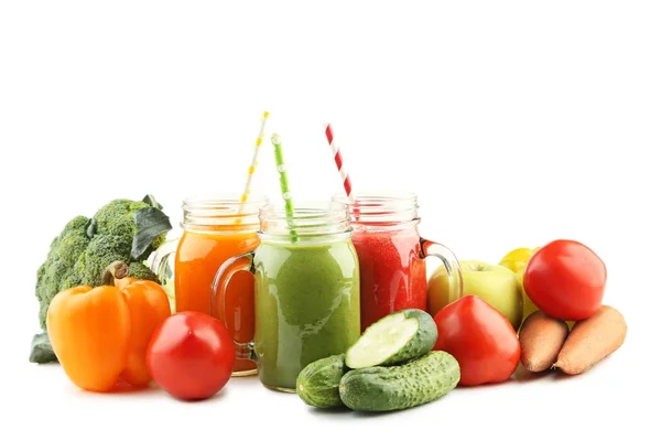 Vegetables smoothie in jars — Stock Photo, Image