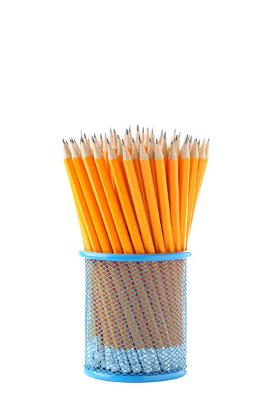 Žlutá tužky v kovov. — Stock fotografie