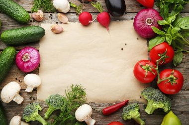 Sebzeli boş kahverengi kağıt 