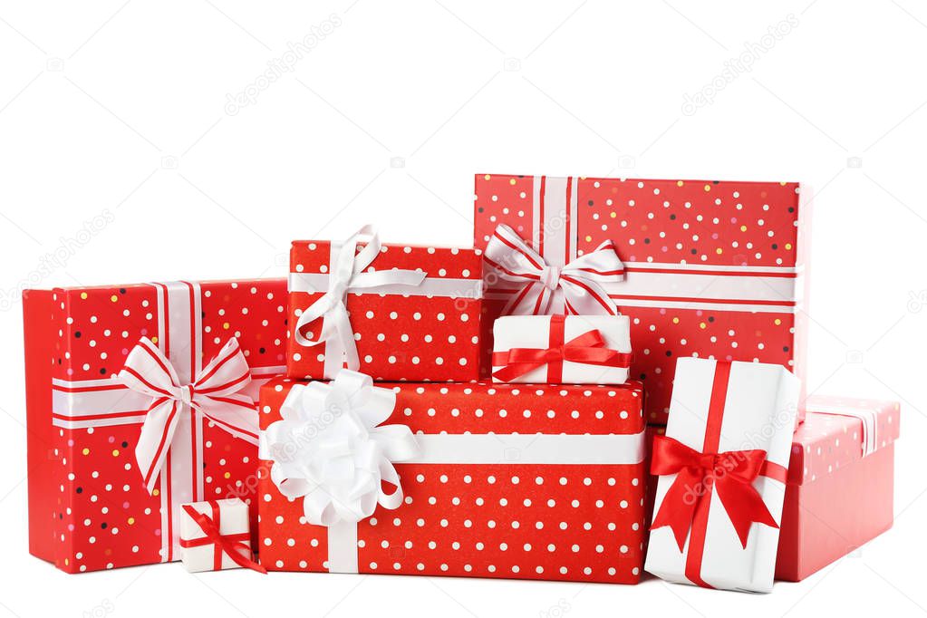 Red gift boxes with ribbon 