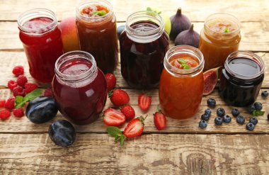 Cam Kavanoz reçel çeşitleri ile 