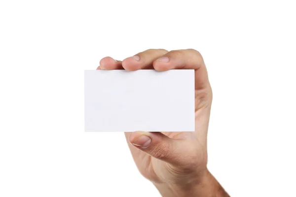 Male hand holding a business card — Stock Photo, Image