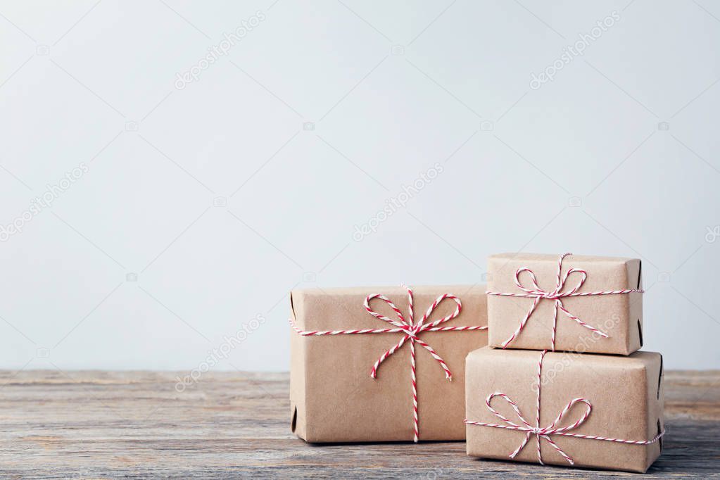 Brown gift boxes 