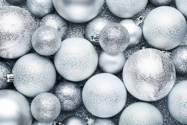 Silver christmas baubles — Stock Photo, Image