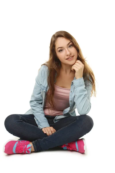 Portrait Beautiful Young Woman White Background — Stock Photo, Image