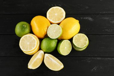 Olgun limes ve limon siyah ahşap tablo