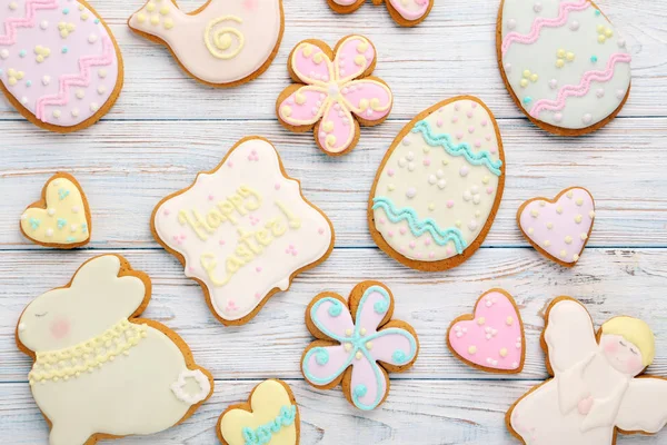 Easter Cookies White Wooden Table — Stock Photo, Image