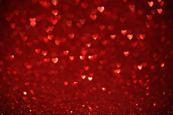 Hermosos Corazones Rojos Fondo Bokeh —  Fotos de Stock