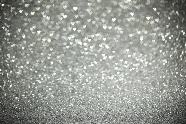 Güzel Gümüş kalp bokeh arka plan