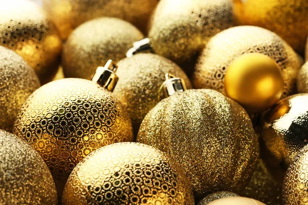 Gouden Glanzend Kerst Kerstballen Achtergrond — Stockfoto