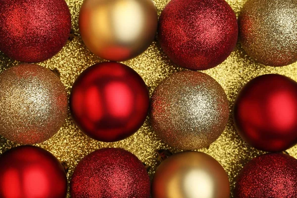 Ouro Vermelho Natal Baubles Fundo — Fotografia de Stock