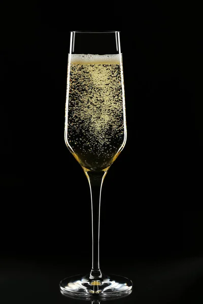 Champagne Flauto Vetro Sfondo Nero — Foto Stock