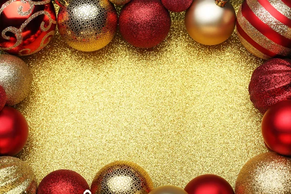 Rode Gouden Kerstballen — Stockfoto