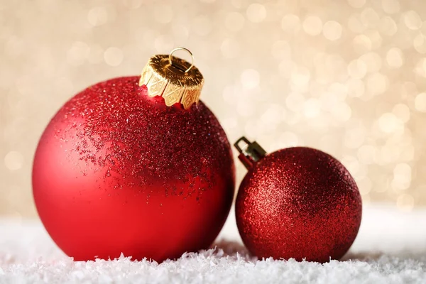 Boules Noël Rouges Sur Fond Lumières — Photo