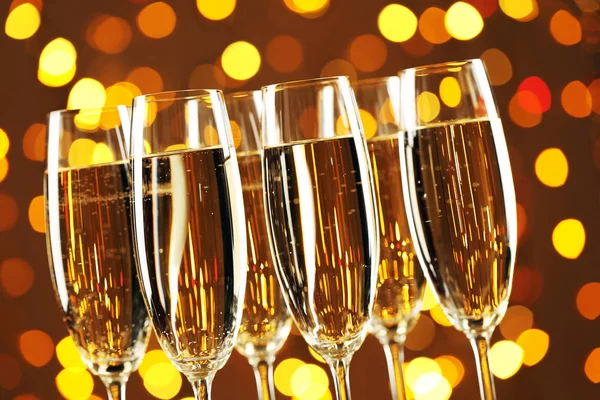 Champagne Glasses Lights Background — Stock Photo, Image