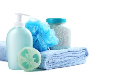 Havlu sabunu, WISP ve beyaz bir arka plan üzerinde izole şişe