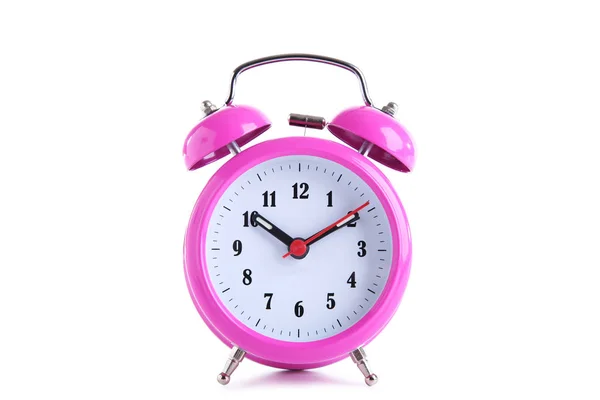 Pink alarm clock isolated on white background Stock Image