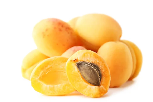 Ripe apricots on white — Stock Photo, Image