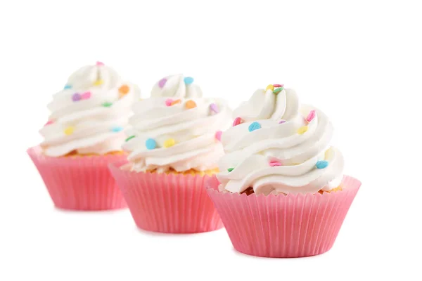 Tasty cupcakes on a white — Stock Photo, Image