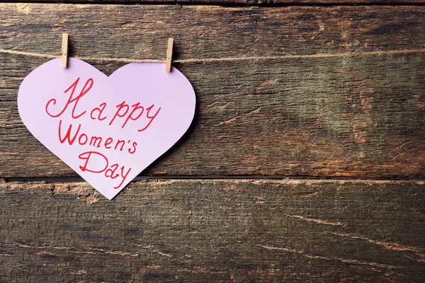 Inscription Happy Women Day Paper Heart — Stock Photo, Image