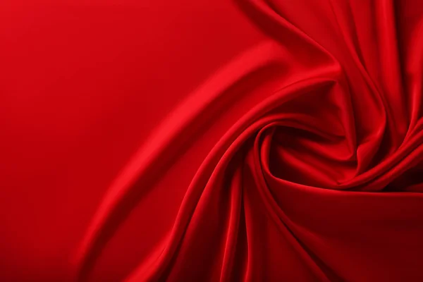 Close View Tumbled Red Satin Fabric — Stock Photo, Image