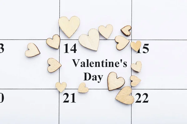 Trä Hjärtan Februari Kalender — Stockfoto